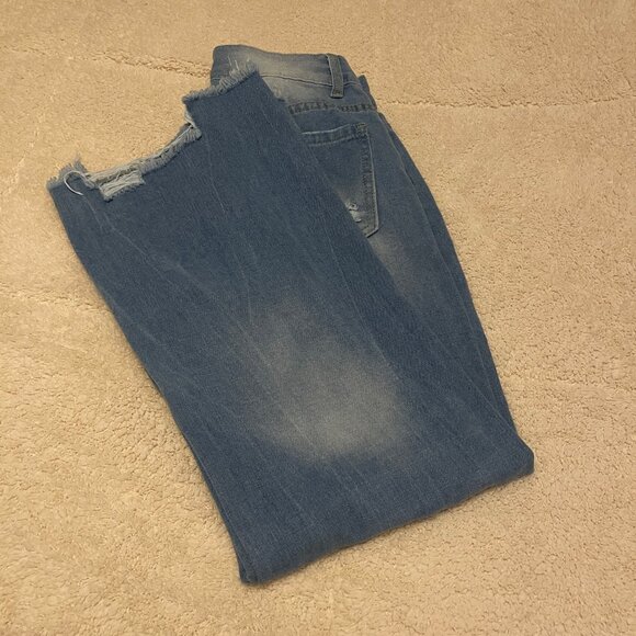 Distressed Blue Wide-Leg Denim Jeans‎ Medium Size - Picture 13 of 14